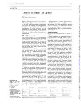 Thyroid Disorders—An Update