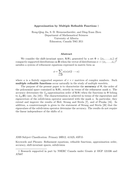 Approximation by Multiple Refinable Functions