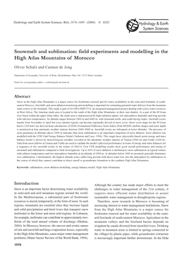 Field Experiments and Modelling in the High Atlas Mountains of Morocco