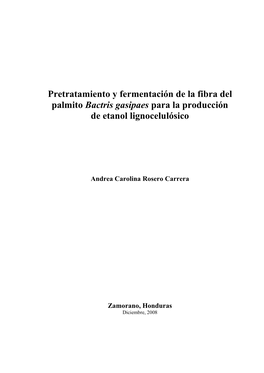 Pretratamiento Y Fermentación De La Fibra Del Palmito Bactris Gasipaes Para La Producción De Etanol Lignocelulósico