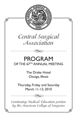 Central Surgical Association PROGRAM