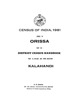 Village and Town Directory, Kalahandi, Part-A, Series-16, Orissa