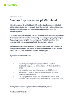 Swebus Express Satsar På Värmland