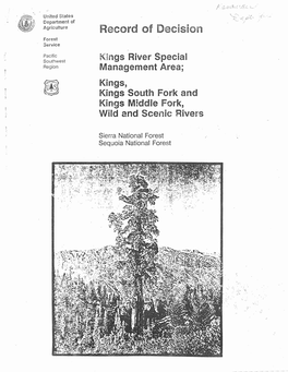 Kings River Special Region 1: 1: Management Area; Kings, Kings South Fork and Kings Middle Fork, Wild and Scenic Rivers