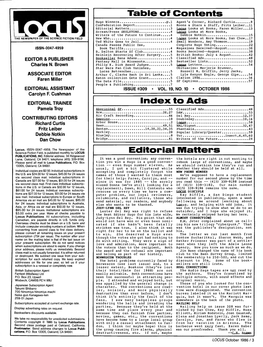 Table of Contents Index to Ads Editorial Matters