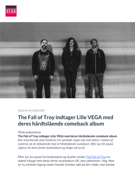 The Fall of Troy Indtager Lille VEGA Med Deres Hårdtslående Comeback Album