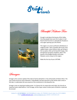 Beautiful Kashmir Tour: Srinagar