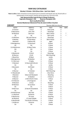 Cheviot Ram Sale Catalogue