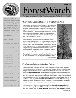 Summer 2008 Forestwatch the Quarterly Membership Publication of Los Padres Forestwatch