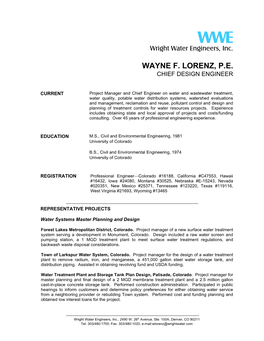 Wayne F. Lorenz, P.E. Chief Design Engineer