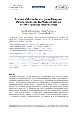 Revision of the Freshwater Genus Atyaephyra (Crustacea, Decapoda, Atyidae) Based on Morphological and Molecular Data