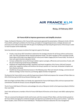 Air France-KLM to Improve Governance and Simplify Structure