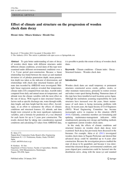 Effect of Climate and Structure on the Progression of Wooden Check Dam Decay