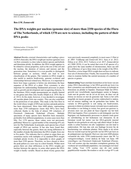 The DNA Weights Per Nucleus (Genome Size) of More Than 2350 Species of the Flora of the Netherlands, of Which 1370 Are New to Sc