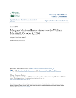 Margaret Vizzi Oral History Interview by William Mansfield, October 9, 2006 Margaret Vizzi (Interviewee)