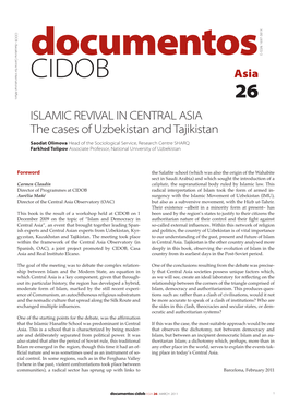 ISLAMIC REVIVAL in CENTRAL ASIA the Cases of Uzbekistan and Tajikistan