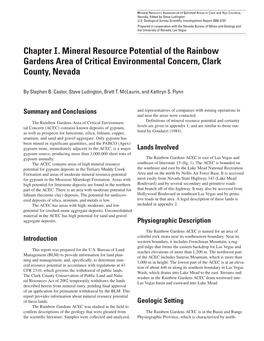 Chapter G. Mineral Resource Potential of the Virgin River Area Of