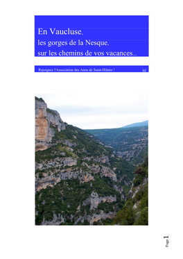 En Vaucluse, Les Gorges De La Nesque, Sur Les Chemins De Vos Vacances