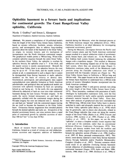 The Coast Range/Great Valley Ophiolite, Californ