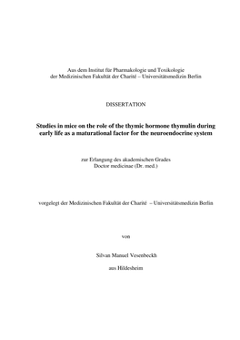 Studies in Mice on the Role of the Thymic Hormone Thymulin During Early Life As a Maturational Factor for the Neuroendocrine System