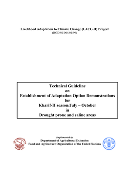 Technical Guideline on Establishment of Adaptation Option Demonstrations for Kharif-II Season/July – October