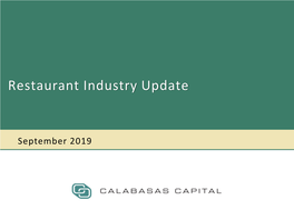 Restaurant Industry Update