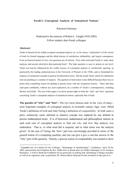 Tarski's Conceptual Analysis of Semantical Notions