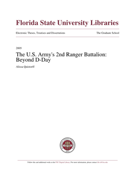 The U.S. Army's 2Nd Ranger Battalion: Beyond D-Day Alissa Quistorff