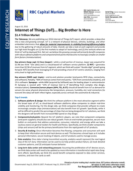 Internet of Things (Iot)... Big Brother Is Here