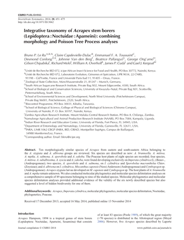 Integrative Taxonomy of Acrapex Stem Borers (Lepidoptera : Noctuidae : Apameini): Combining Morphology and Poisson Tree Process Analyses