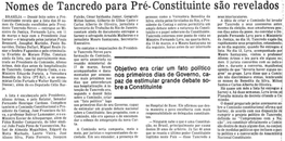 Nomes De Tancredo Para Pré- Constituinte São Revelados