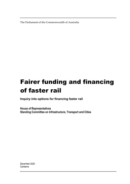 Fairer Funding and Financing of Faster Rail