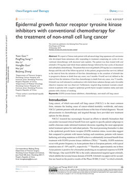 Epidermal Growth Factor Receptor Tyrosine Kinase Inhibitors with Conventional Chemotherapy for the Treatment of Non-Small Cell Lung Cancer