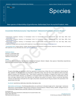 Species, Volume 7, Number 18, January 29, 2014 754 5 –