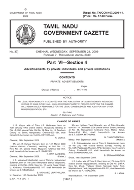 Tamil Nadu Government Gazette