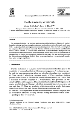 On the K-Coloring of Intervals