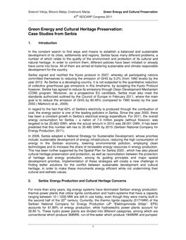 Green Energy and Cultural Heritage Preservation: Case Studies from Serbia