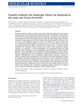 Genetic Evidence for Landscape Effects on Dispersal in the Army Ant Eciton Burchellii