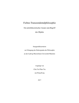 Fichtes Transzendentalphilosophie