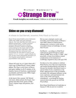 Strange Brew√ Fresh Insights on Rock Music | Edition 01 of August 16 2006