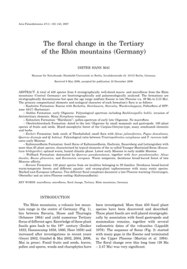 The Floral Change in the Tertiary of the Rhön Mountains (Germany)