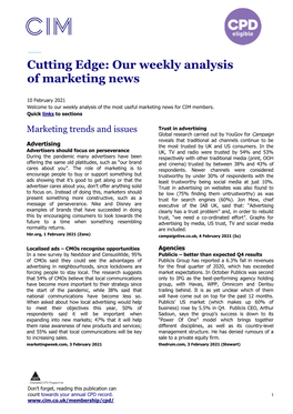 Cutting Edge: Our Weekly Analysis of Marketing News