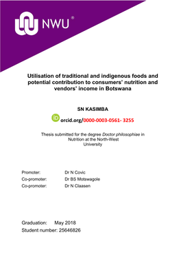 Utilisation of Traditional and Indigenous Foods and Potential Contribution to Consumers’ Nutrition and Vendors’ Income in Botswana