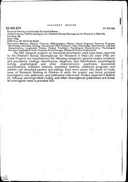 Issue of Research Relating to Children in Which the Project Was Listed, Principal Investigators with Addresses, and Publication References