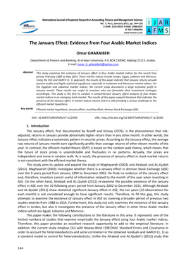 The January Effect: Evidence from Four Arabic Market Indices