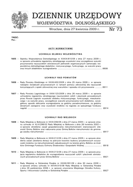 WOJEWÓDZTWA DOLNOŚLĄSKIEGO Wrocław, Dnia 27 Kwietnia 2009 R