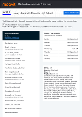 31A Bus Time Schedule & Line Route