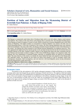 Scholars Journal of Arts, Humanities and Social Sciences Partition Of