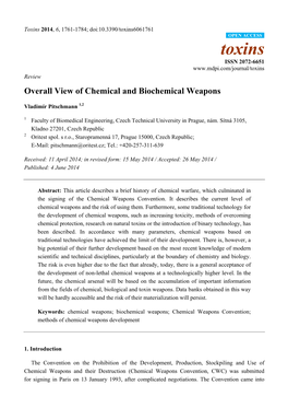 Overall View of Chemical and Biochemical Weapons