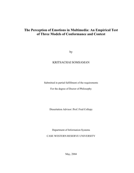 The Perception of Emotions in Multimedia: an Empirical Test of Three Models of Conformance and Contest